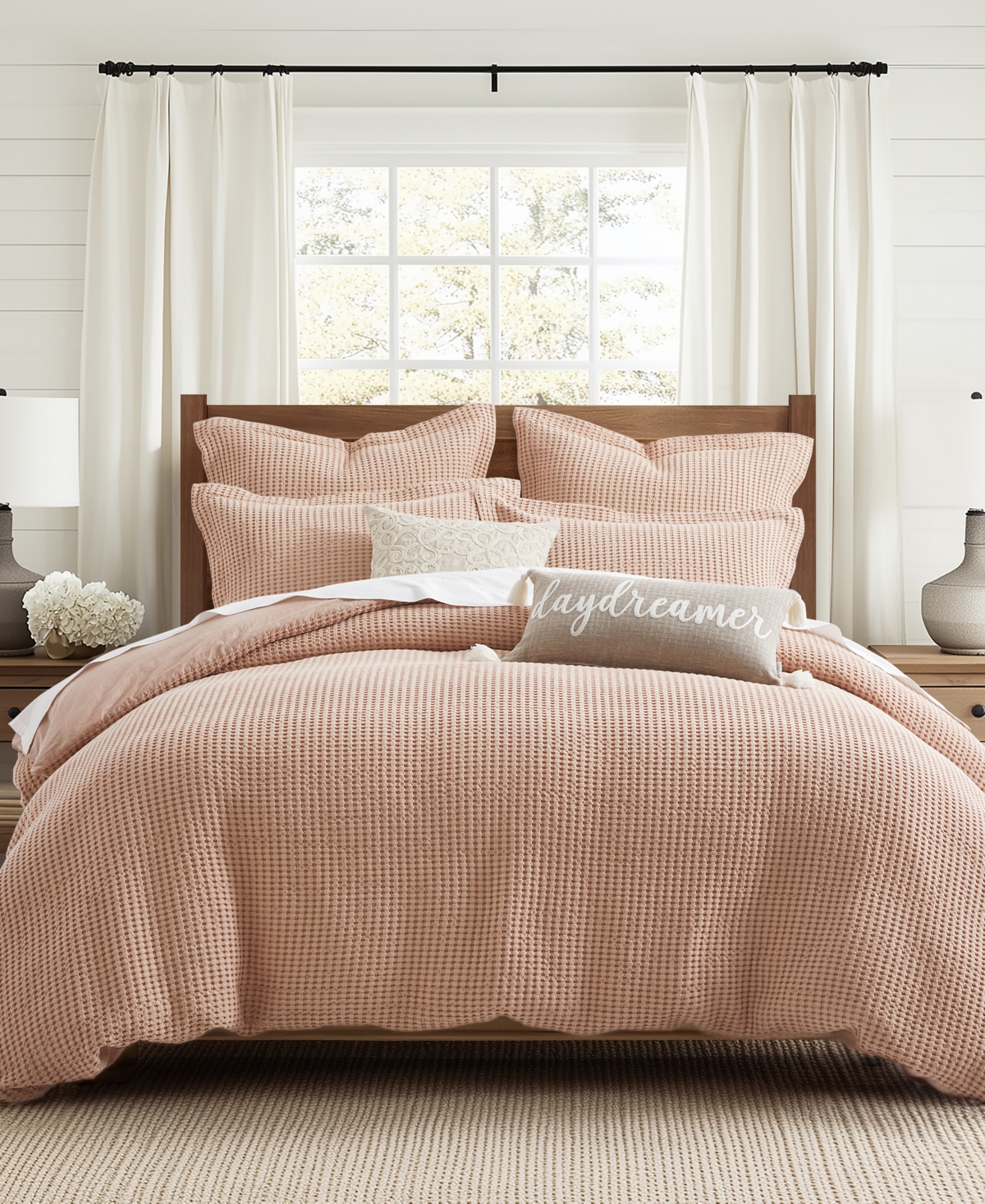 Levtex Mills Waffle Textured 2-pc. Duvet Cover Set, Twin/twin Xl In Rose