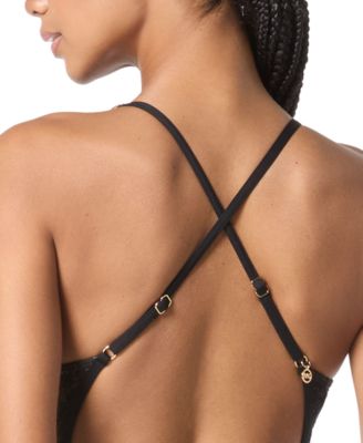 Women's Floral Lace Cross Back One-Piece Swimsuit