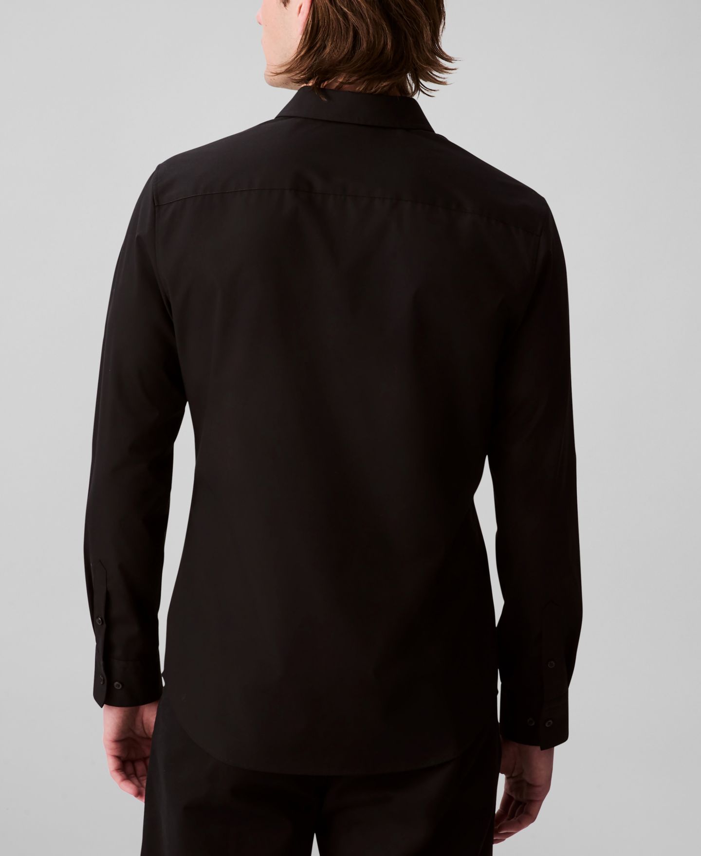 Мужская рубашка Calvin Klein Slim-Fit Supima Stretch Long-Sleeve Button-Front, цвет: Чёрный — фото 4