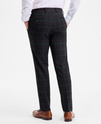 Men's Slim-Fit Green & Burgundy Plaid Suit Separate Pants, Macy's Exclusive