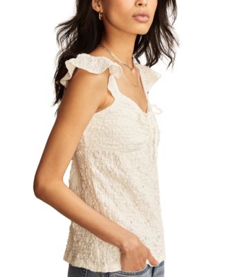 Women's Textured Ruffle-Sleeve Babydoll Top