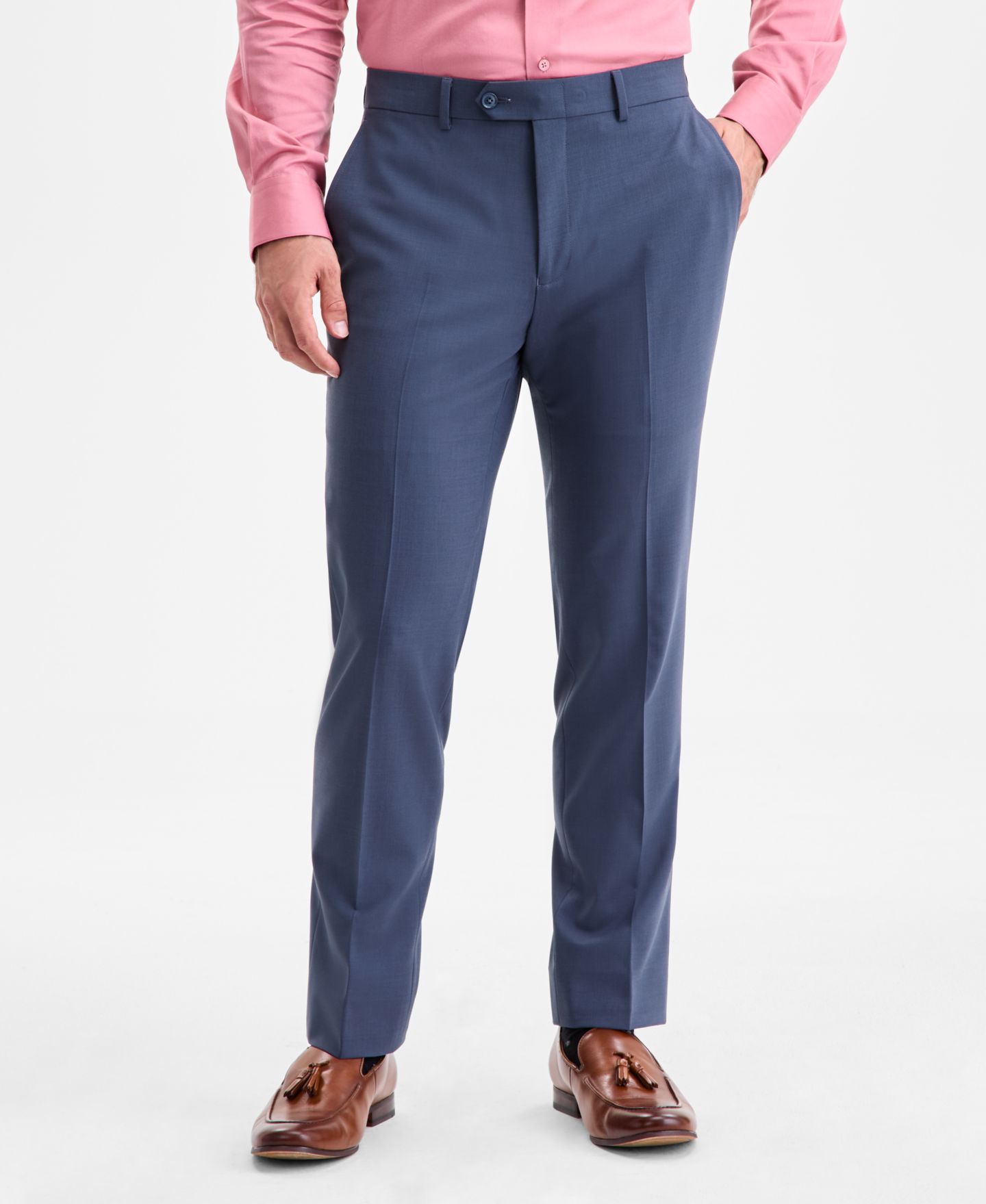 Мужские брюки Bar III Slim-Fit Solid Wool-Blend Suit Separate, цвет: Синий — фото 1