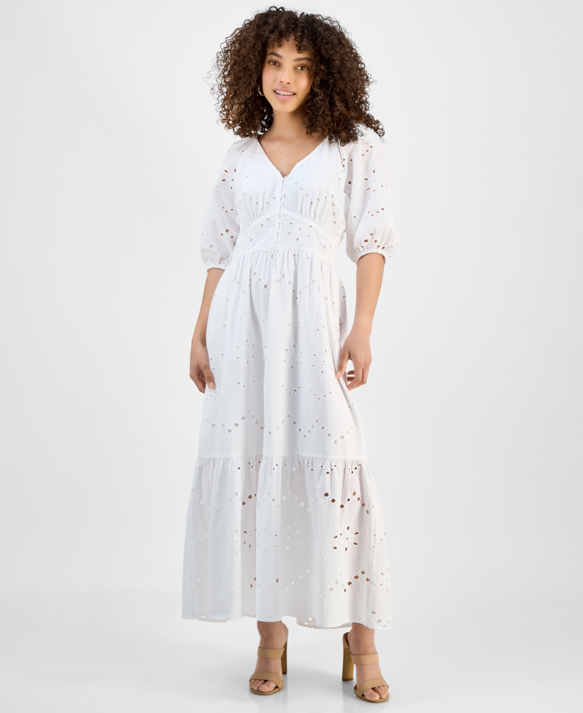 Tinsel Petite Eyelet Embroidered Cotton Maxi Dress