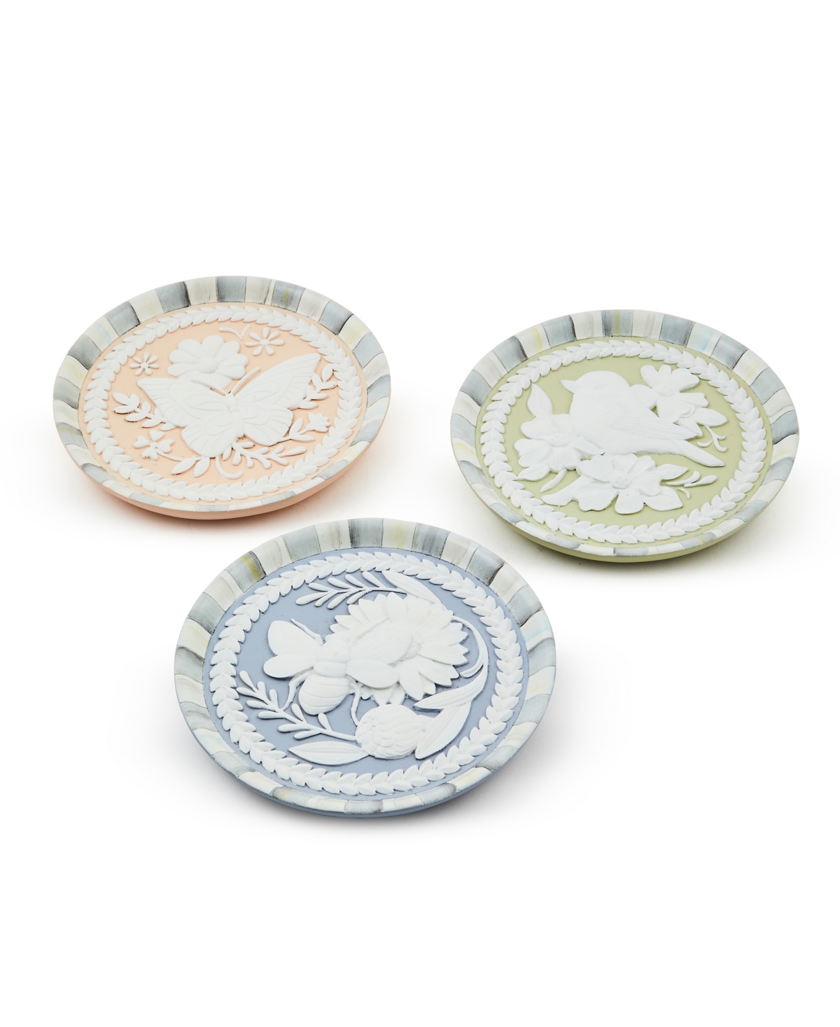 MACKENZIE-CHILDS CAMEO RESIN TRINKET TRAYS, SET OF 3 