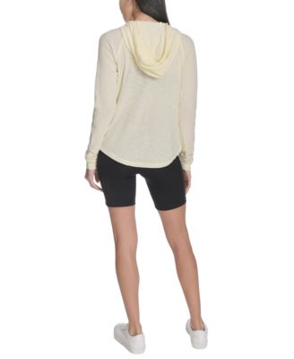 Ruched-Sleeve Zip Hoodie