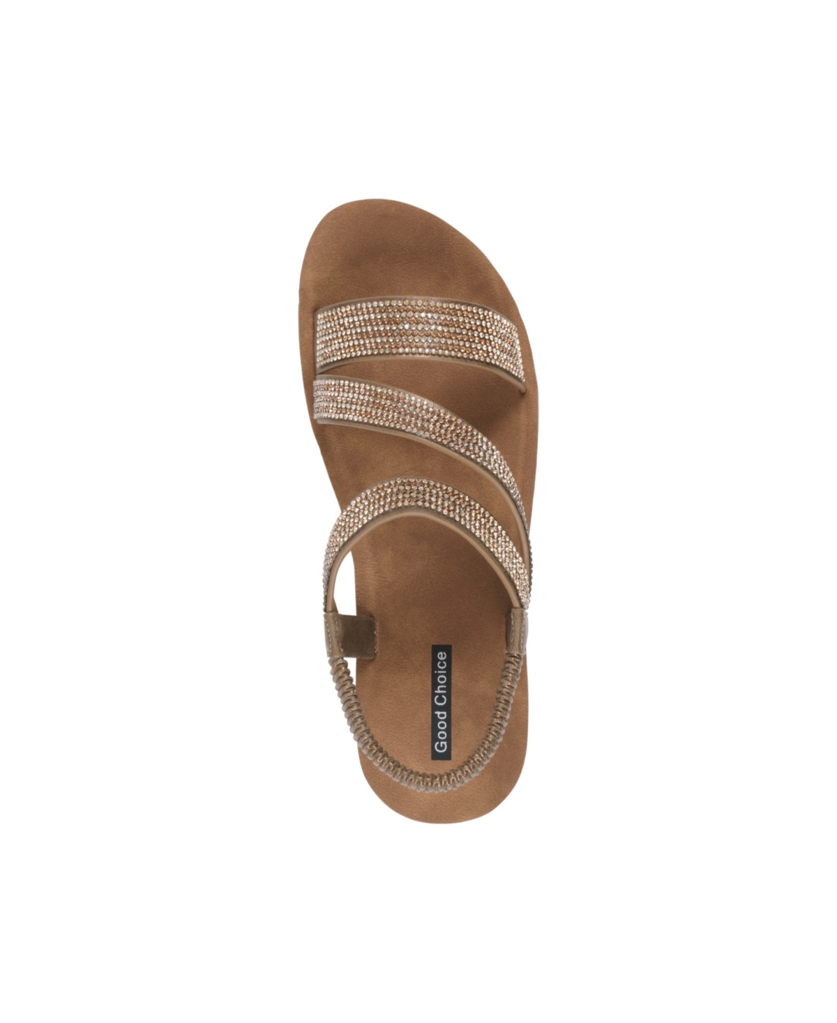 Gc Shoes Women's Ruby Embellished Cross Strap Wedge Sandals In Bronze