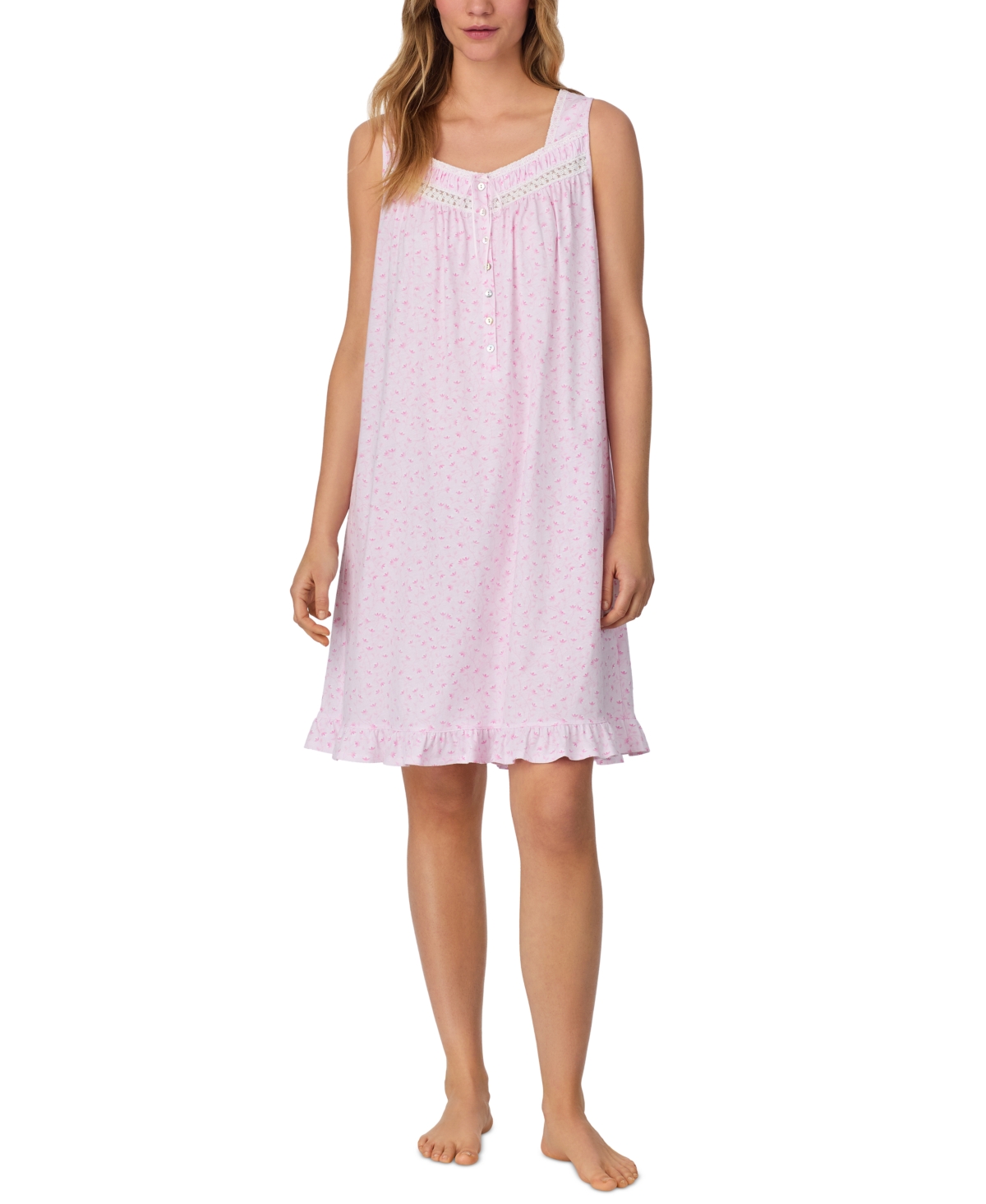 Women's Cotton Sleeveless Floral Nightgown - Whtmulti