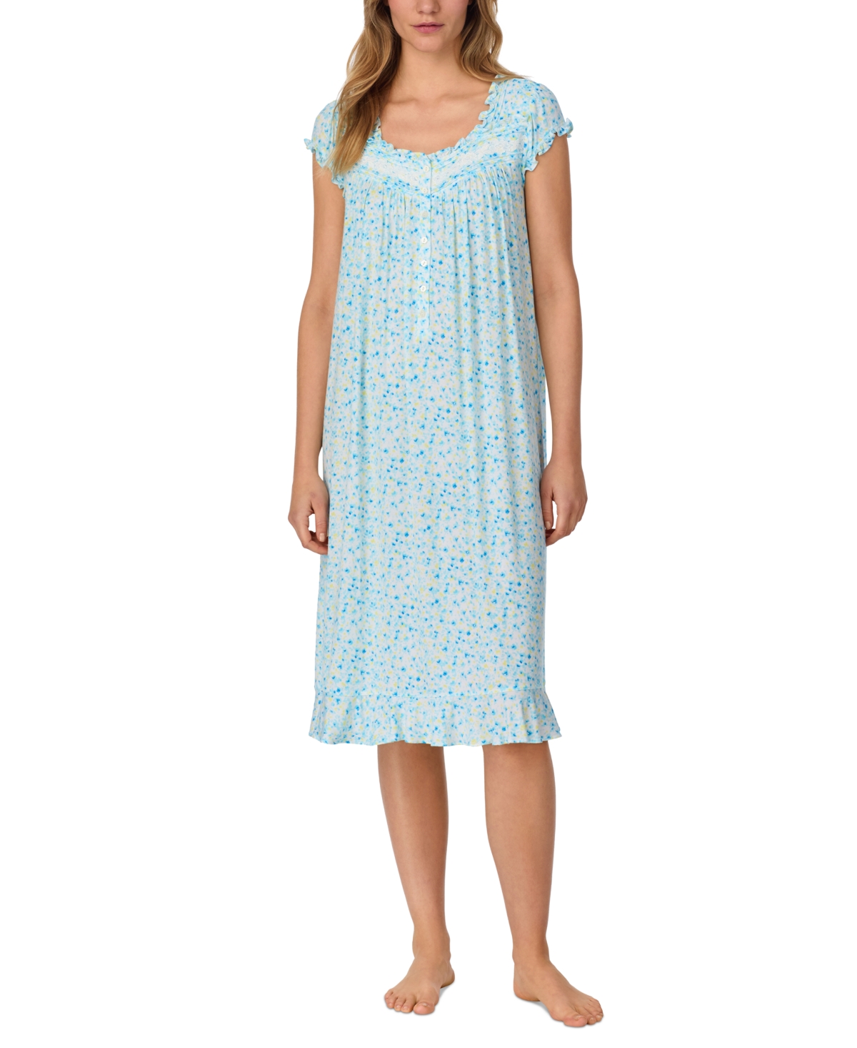 Women's Printed Cap-Sleeve Waltz Nightgown - Whtditsy