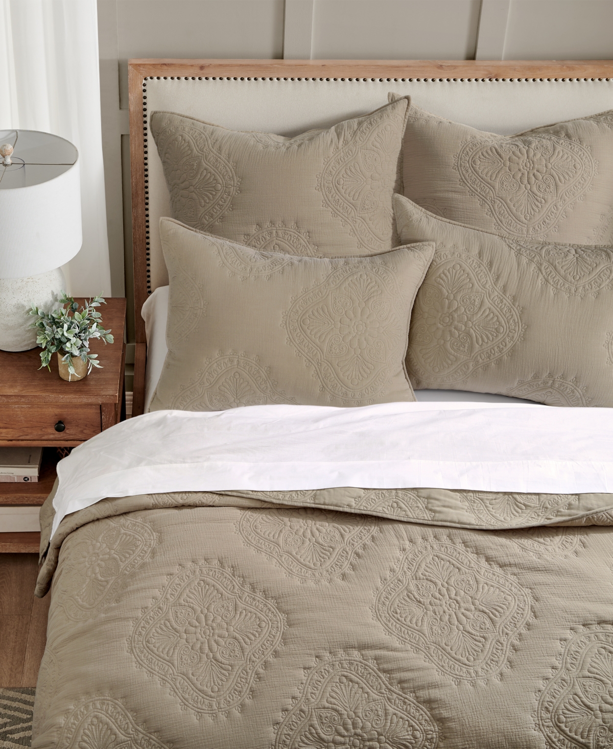 Levtex Muslin Stitch Stitching 2-pc. Quilt Set, Twin/twin Xl In Taupe