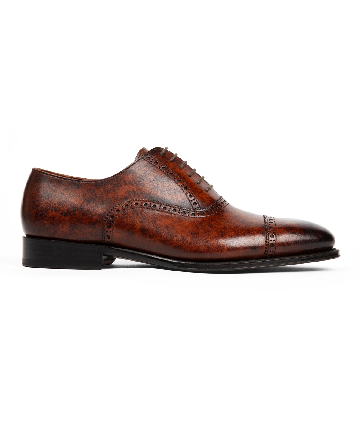 Anthony Veer Men's Windsor Broque Cap Toe Leather Oxford Dress Shoes In Cognac Eclipse