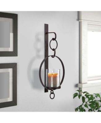 Wall Sconce with Hurricane Glass and Chain Design Holder for Elegant Lighting and Decor