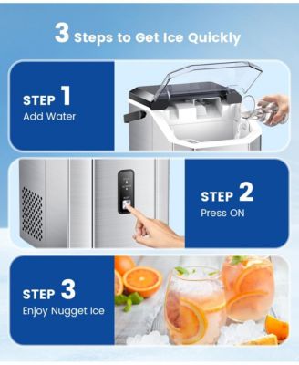 Nugget Ice Maker Countertop, 34LBS/Day, Portable Crushed Ice Makers for Home