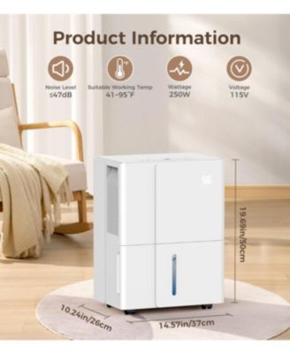 2500sq.ft Multifunctional Dehumidifier, 22-Pint, Drain Hose, Smart Humidity Ctrl