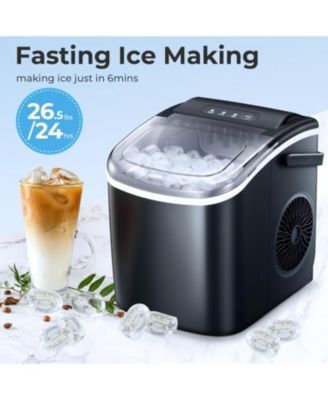 26.5lbs Ice Maker Portable Countertop, 9 Bullet Cubes in 6 Mins, Self-Cleaning