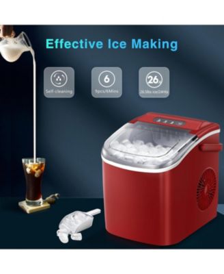 26.5lbs Ice Maker Portable Countertop, 9 Bullet Cubes in 6 Mins, Self-Cleaning
