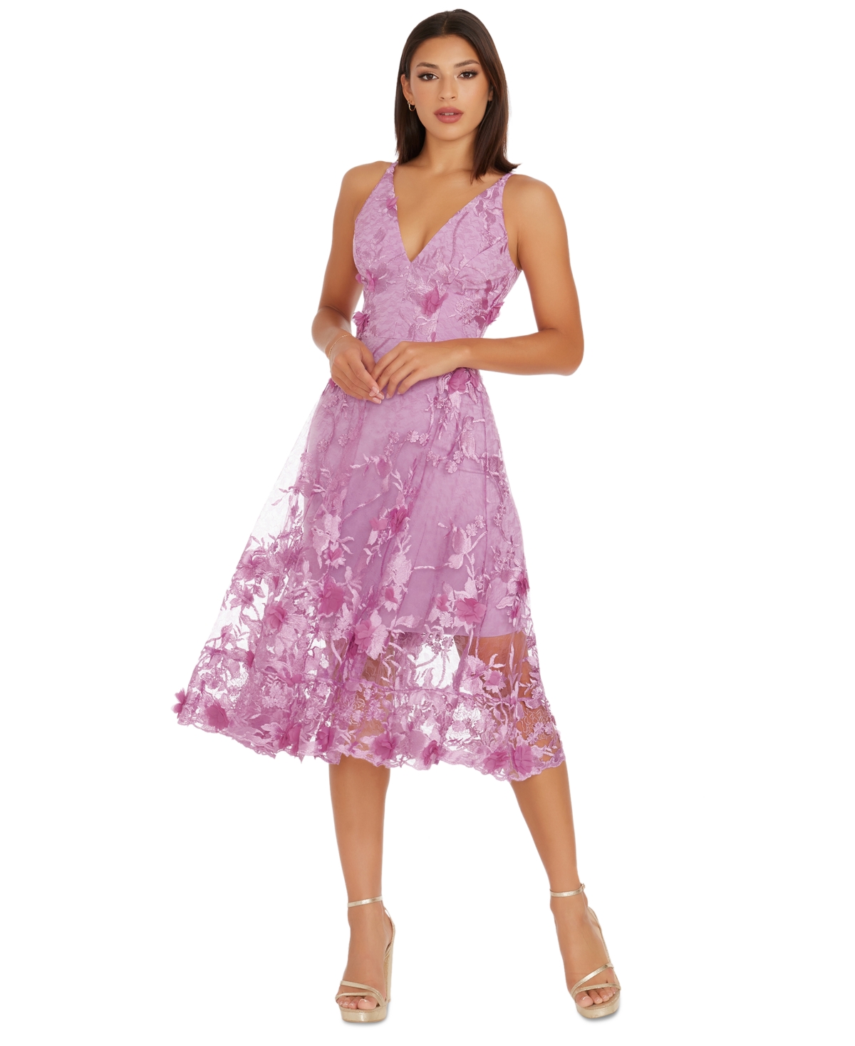 Shop Dress The Population Audrey Floral Applique Lace Dress In Lavender