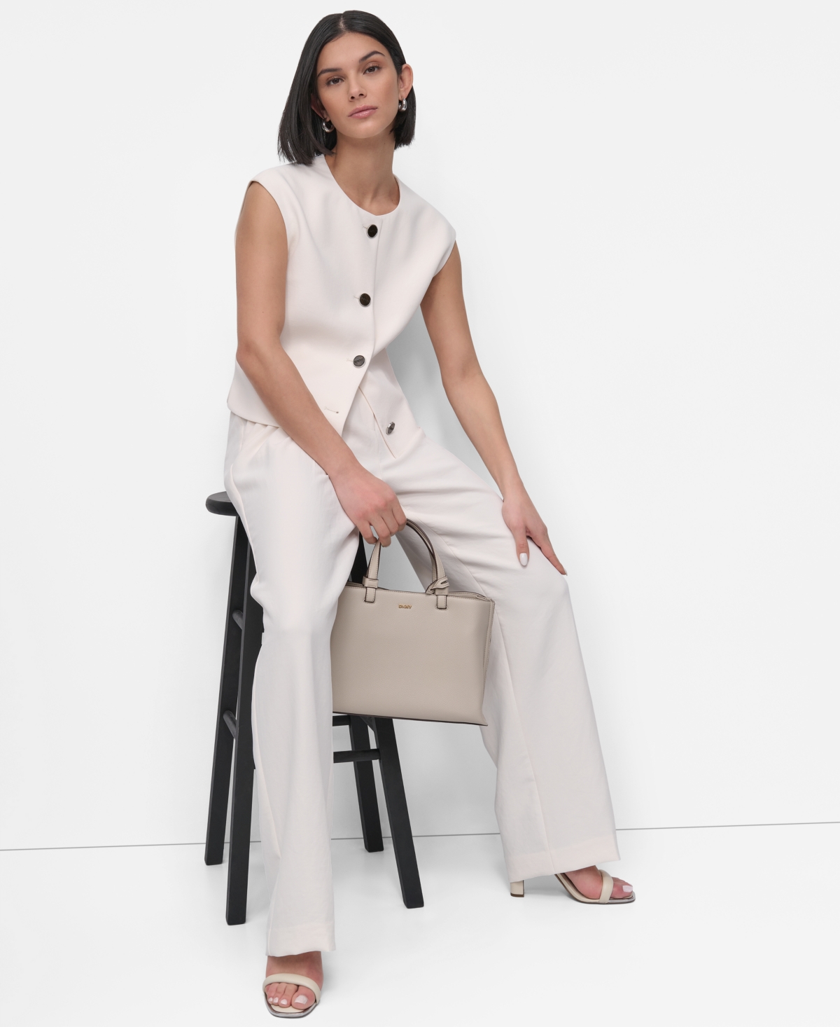 Dkny Plus Size Aero Crepe Button-front Vest In White
