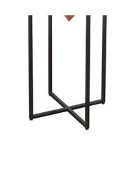 Pyramid Wooden Side Table – Cross Metal Base for a Modern Look