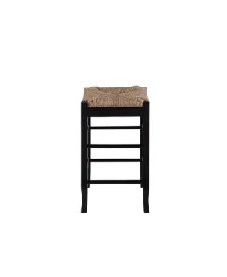 Counter Stool with Frame and Handwoven Rush Seat for Rustic and Comfortable Seating