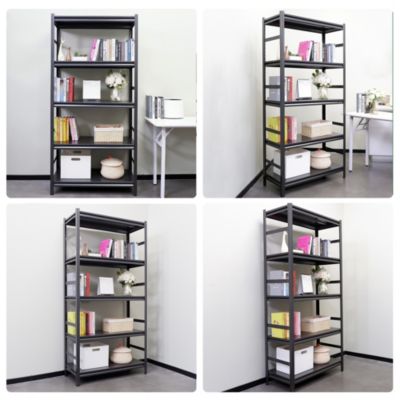 Storage Shelves 5 Tier Heavy Duty Metal Shelving Unit Adjustable Shelving Units and Storage Rack Kitchen Garage Shelf H78  W47.2  D18