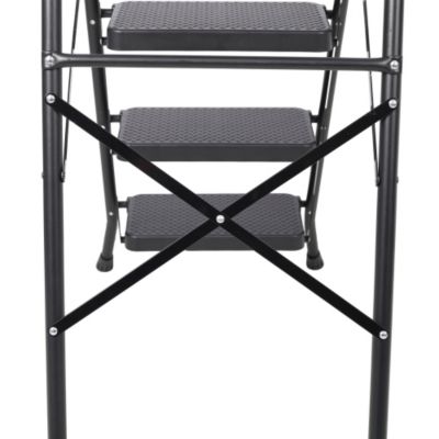 4 Step Ladder, Retractable Handgrip Folding Step Stool with Anti-Slip Wide Pedal, Aluminum Step Ladders 4 Steps, 300lbs Safety Household Ladder