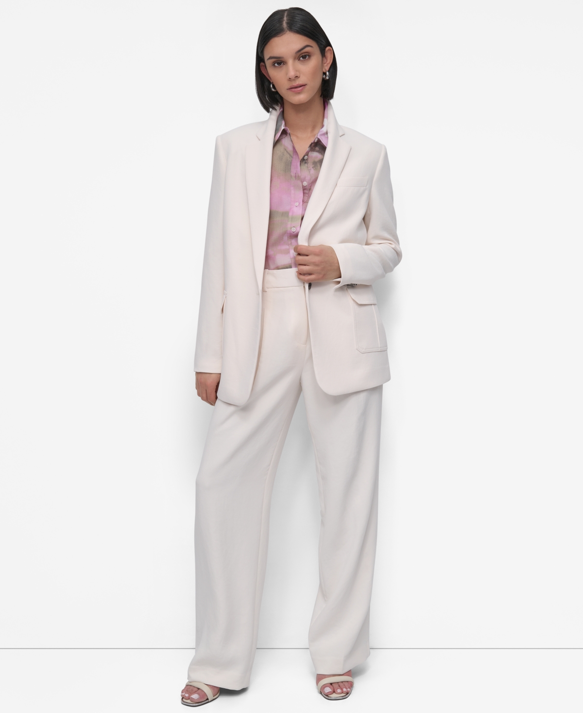 Dkny Women's Printed Chiffon Sleeveless Shirt