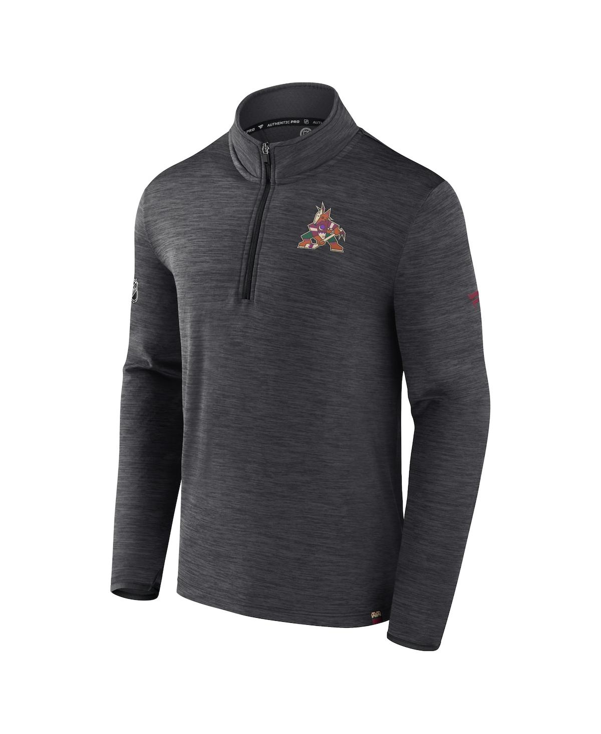 Fanatics Men's Heather Charcoal Arizona Coyotes Authentic Pro Quarter-zip Pullover Top In Heather Charcoal
