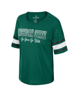 Women's Green Michigan State Spartans I'm Gliding Here Rhinestone T-Shirt