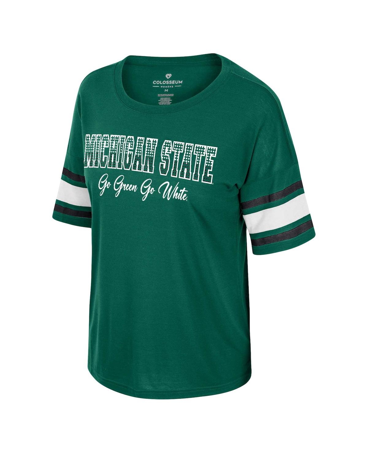 Colosseum Women's Green Michigan State Spartans I'm Gliding Here Rhinestone T-shirt In Green