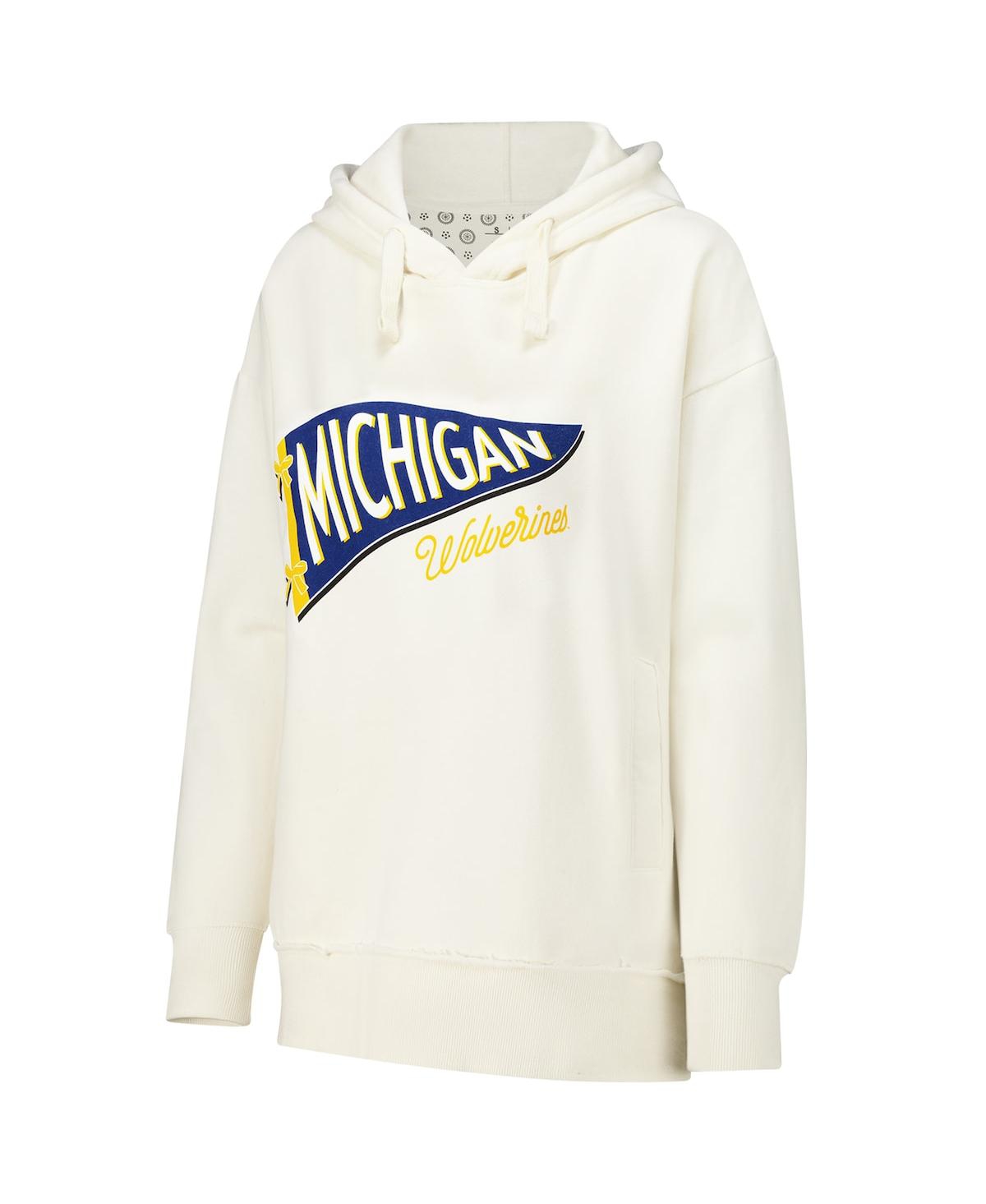 PRESSBOX WOMEN'S CREAM MICHIGAN WOLVERINES MARNI PULLOVER HOODIE 