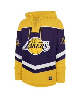 Men's Purple Los Angeles Lakers Oversized Tri-Satin Layup Lacer Pullover Hoodie