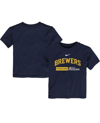 Fanatics - Nike Big Boys and Girls Navy Milwaukee Brewers 2023 Postseason Authentic Collection T-Shirt