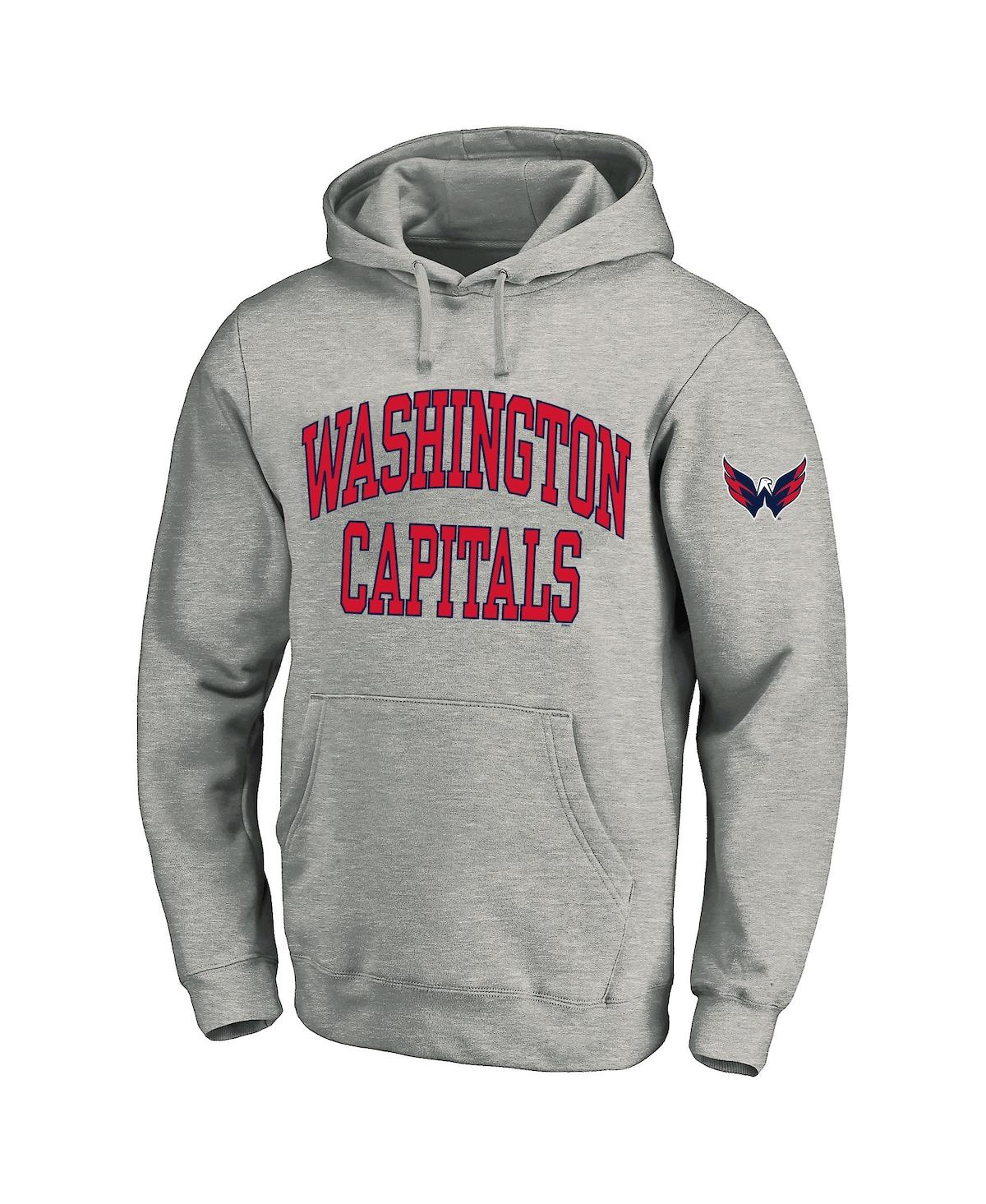 Fanatics Men's Heather Gray Washington Capitals Big Tall Fleece Pullover Hoodie In Heather Gray