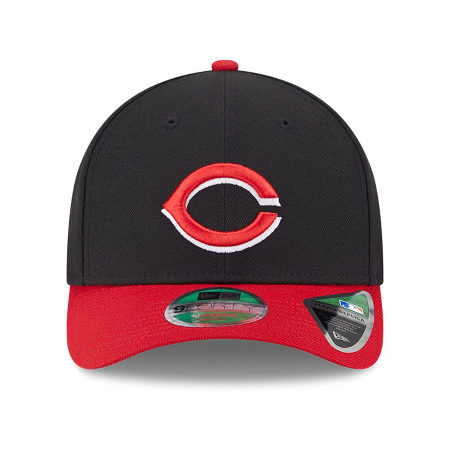 Мужская кепка New Era Black/Red Cincinnati Reds Player Replica 9Forty Adjustable Hat — фото 2