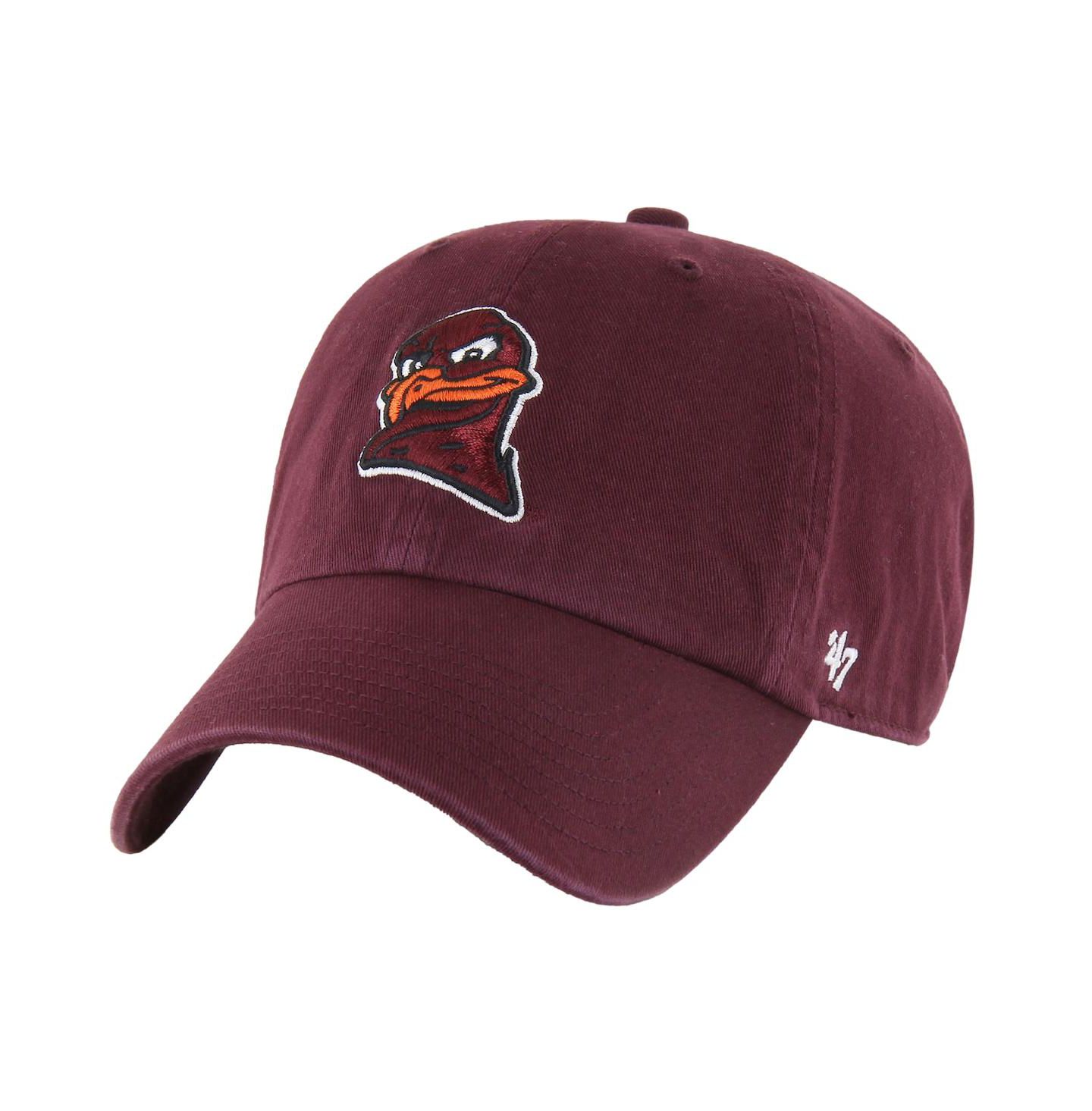Мужская кепка '47 Brand Maroon Virginia Tech Hokies Clean Up Adjustable Hat — фото 1