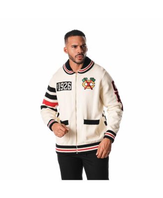 Men's and Women's Cream Chicago Blackhawks Jacquard Full-Zip Sweater
