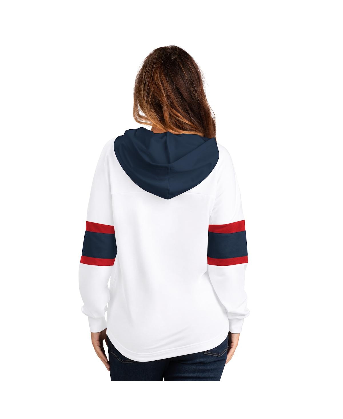 G-iii 4her By Carl Banks Women's White Columbus Blue Jackets Goal Zone Long Sleeve Lace-up Hoodie T-shirt In White
