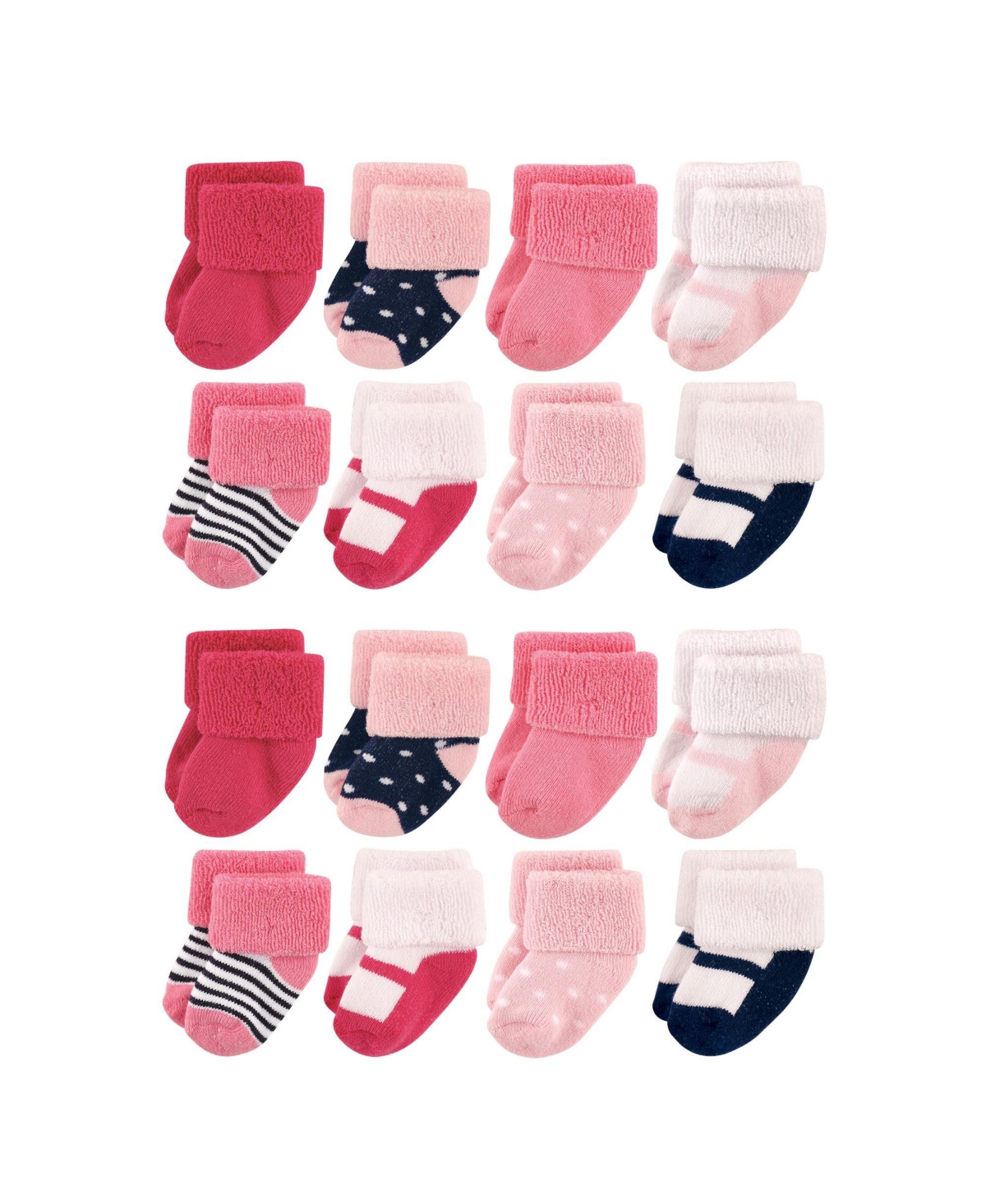 Luvable Friends Baby Boys Cotton Rich Terry Socks 16-Pack, Navy Mary Jane - Navy mary jane