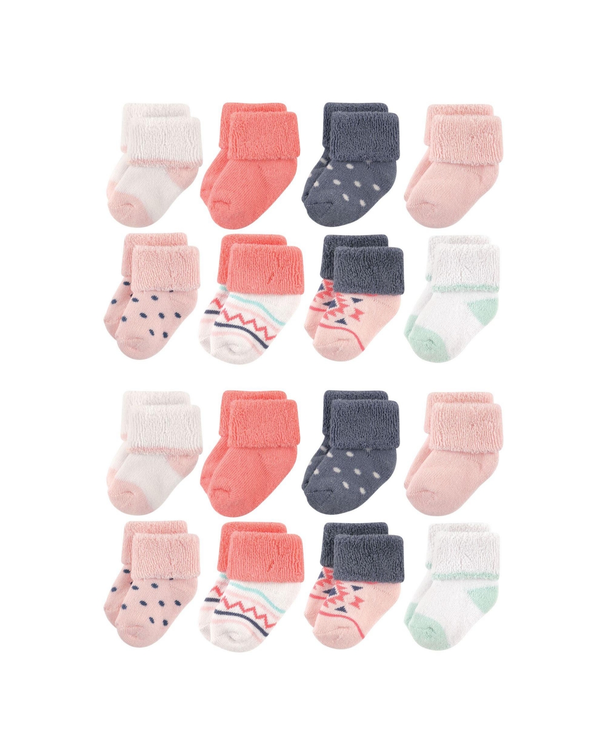 Luvable Friends Baby Boys Cotton Rich Terry Socks 16-Pack Pink Polka Dot, 0-6 Months - Girl pink polka dot