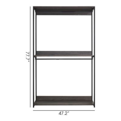 Monica 47inch Farmhouse Wood Walk in Closet Organizer with Shelf Rustic Gray Powder Coated Metal Frame