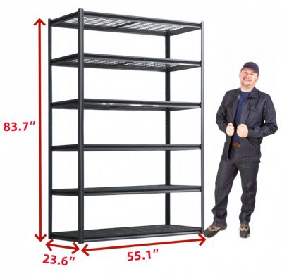 6 Tier Heavy Duty Metal Storage Shelves ,Easy to Assemble ,Adjustable ,Storage Shelves for Basements, Garages and Kitchen,84"H55.1 "W23.6 "D