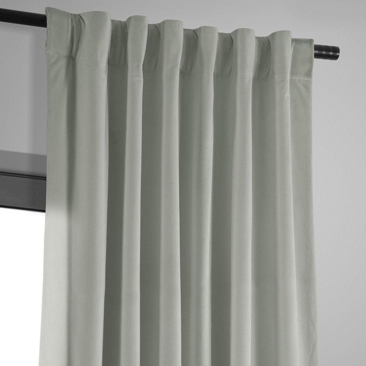 Half Price Drapes Reflection Grey Signature Velvet Blackout Curtain In Grey
