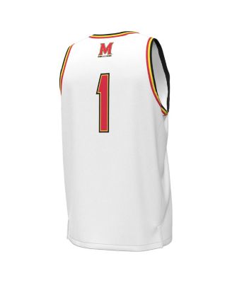 Men's 1 White Maryland Terrapins Replica Basketball Jersey