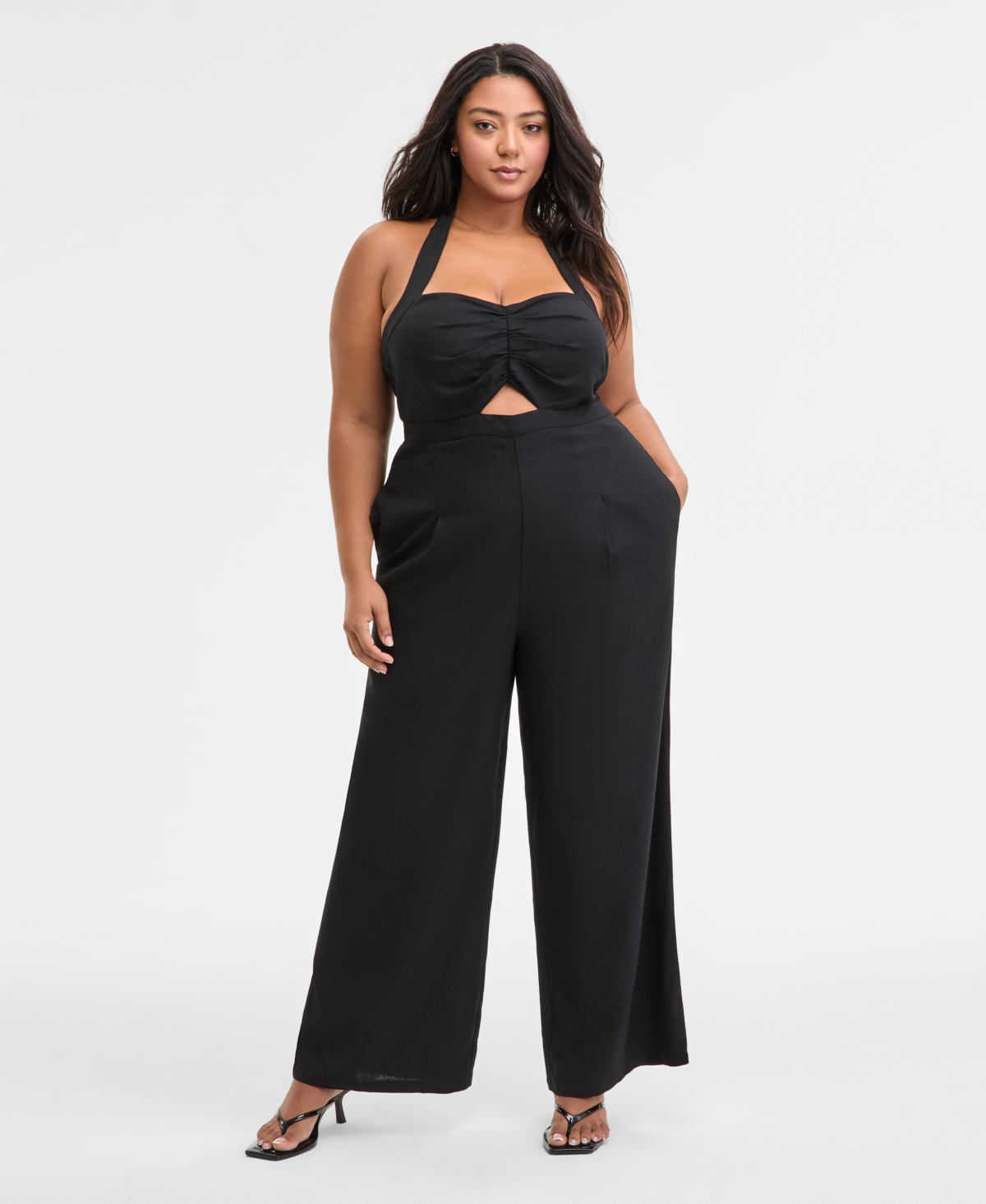 Bar Iii Trendy Plus Size Halter Jumpsuit, Exclusively At Macy's