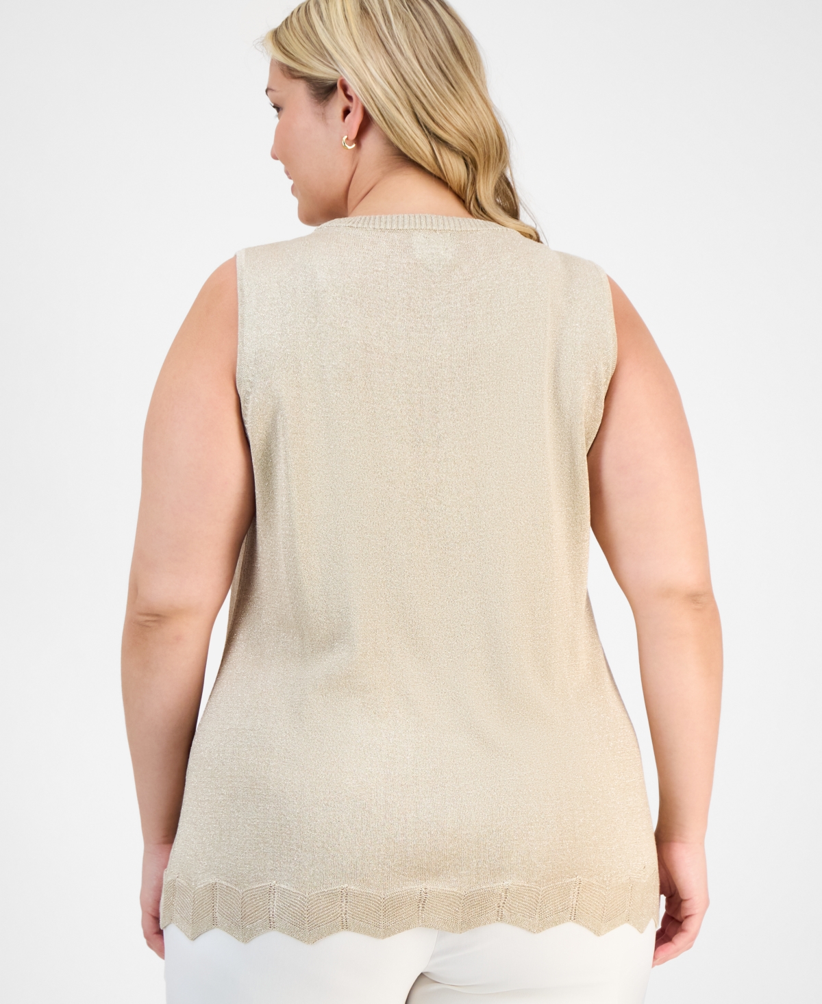 JM COLLECTION PLUS SIZE METALLIC SHINE SWEATER TANK EXCLUSIVELY AT MACY'S 