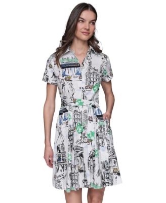 KARL LAGERFELD PARIS - Petite Short-Sleeve Shirtdress