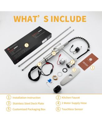 Kitchen Faucet with Pull Down Sprayer, with 360°Rotation Spout and 3-Function Nozzle for Use in Various Kitchen Styles