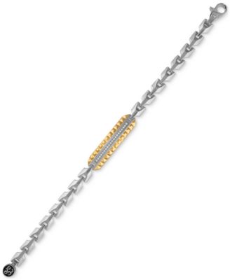 Diamond ID Bracelet (1/5 ct. t.w.) in Stainless Steel & Gold-Tone Ion-Plated Stainless Steel  