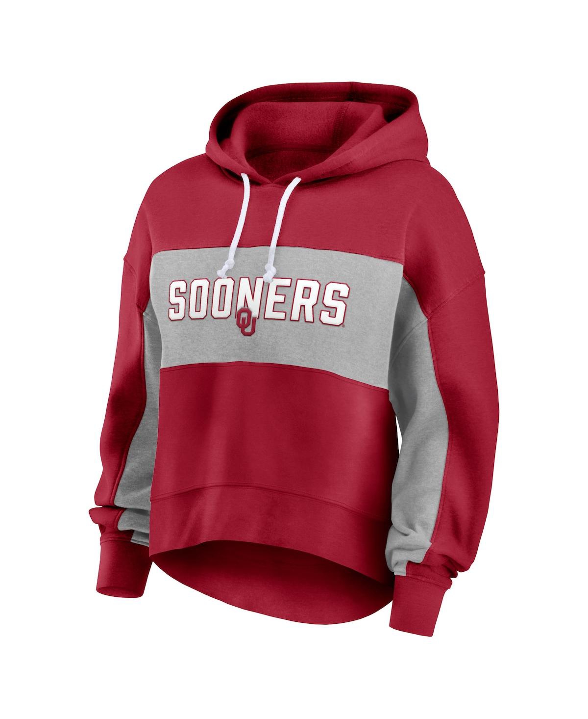 Shop Fanatics Women's Crimson Oklahoma Sooners Filled Stat Sheet Pullover Hoodie