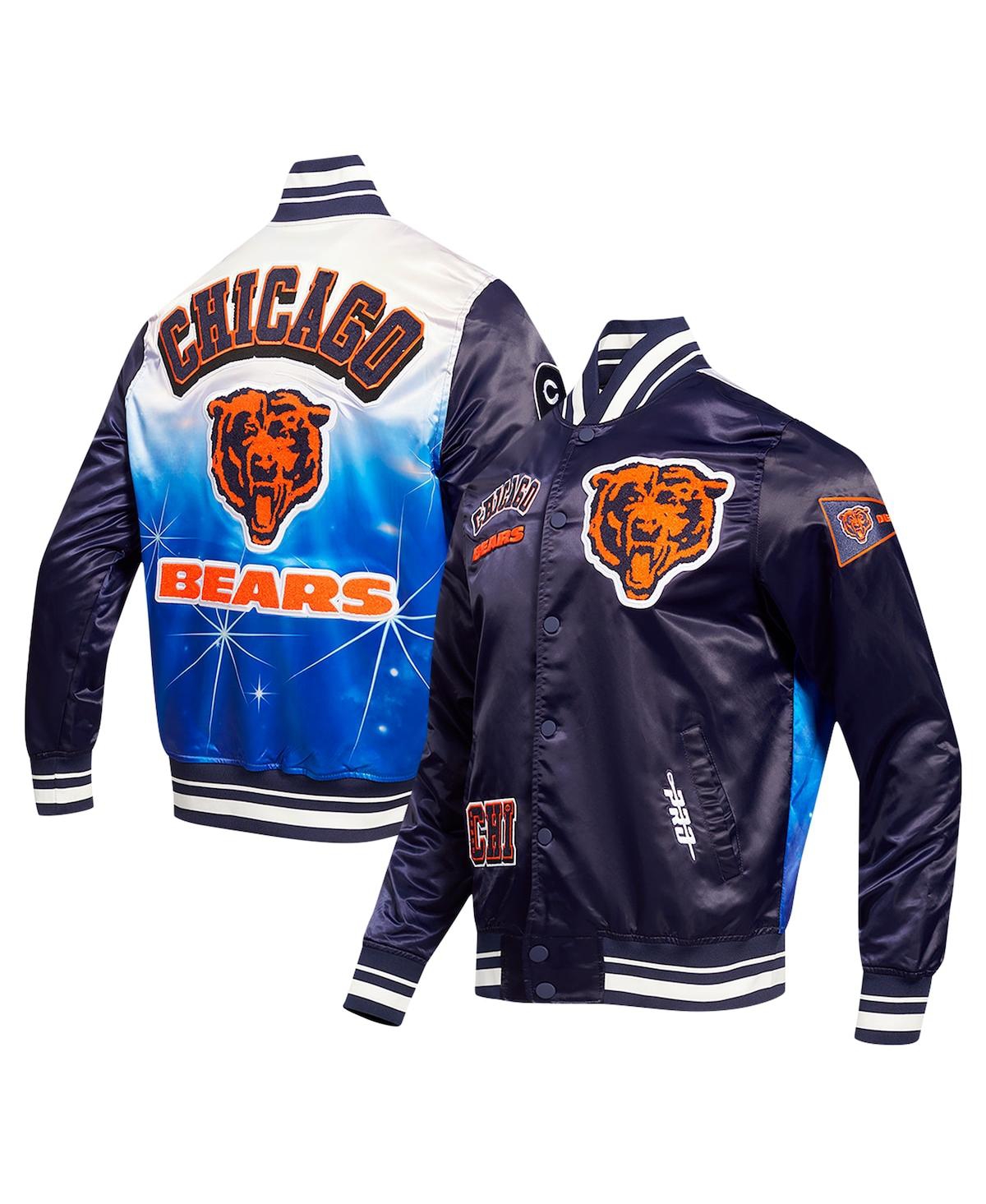Men's Navy Chicago Bears Sublimated Satin Full-Snap Jacket - Navy